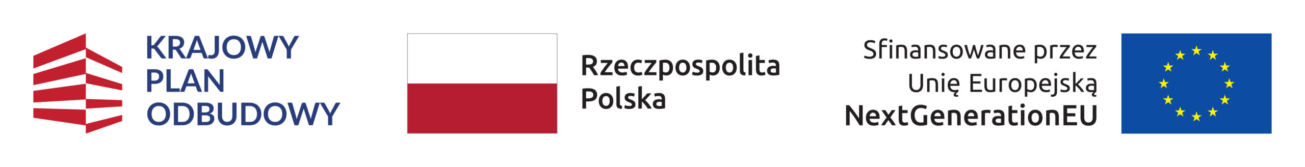 Logotypy: Krajowy Plan Odbudowy, Rzeczpospolita Polska, Unia Europejska – NextGenerationEU